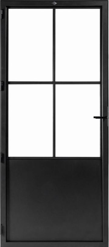 STALEN DEUR CLASSIC 4 – met glasverdelingen + deurkruk – dagmaat 2126X800