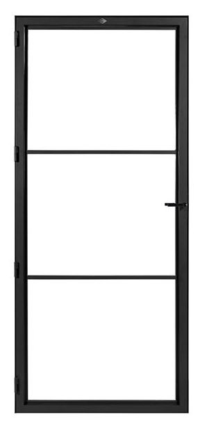 STALEN DEUR MODERN 3 – met glasverdelingen + deurkruk – dagmaat 2326X1000