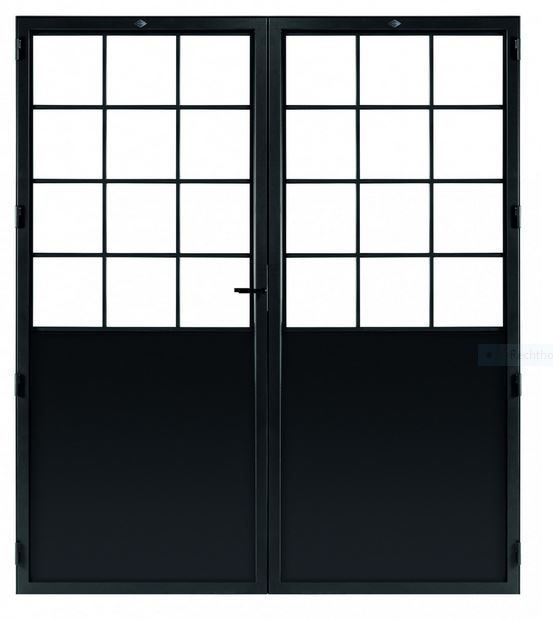 STALEN DEUR CLASSIC 12 DUO- met glasverdelingen + deurkruk – dagmaat 2126X1760