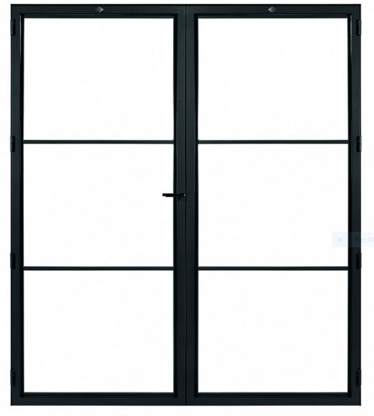 STALEN DEUR MODERN 3 DUO- met glasverdelingen + deurkruk – dagmaat 2126X1760