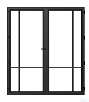 STALEN DEUR MODERN 4E DUO- met glasverdelingen + deurkruk – dagmaat 2126X1760